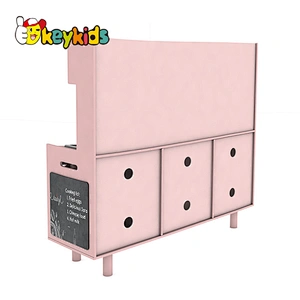 Customize pretend play big wooden pink kitchen set with elections function W10C668