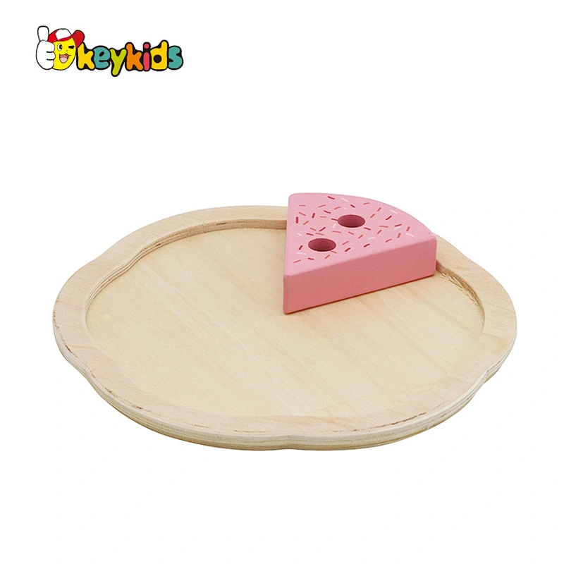 New released pretend pink wooden birthday cake toy for kids W10B335