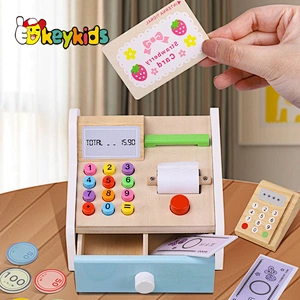 New design realistic wooden cashier toy for kids pretend play W10A132
