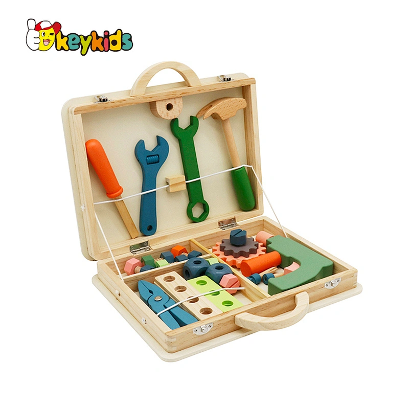 Customize pretend play workbench wooden toy tool box set for kids W03D164