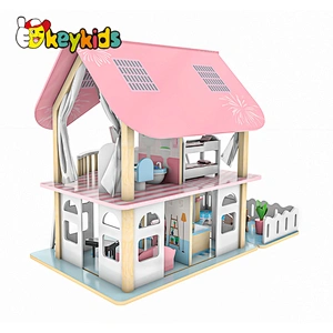 Classic pink miniatures furniture wooden dollhouse toy for girls W06A445