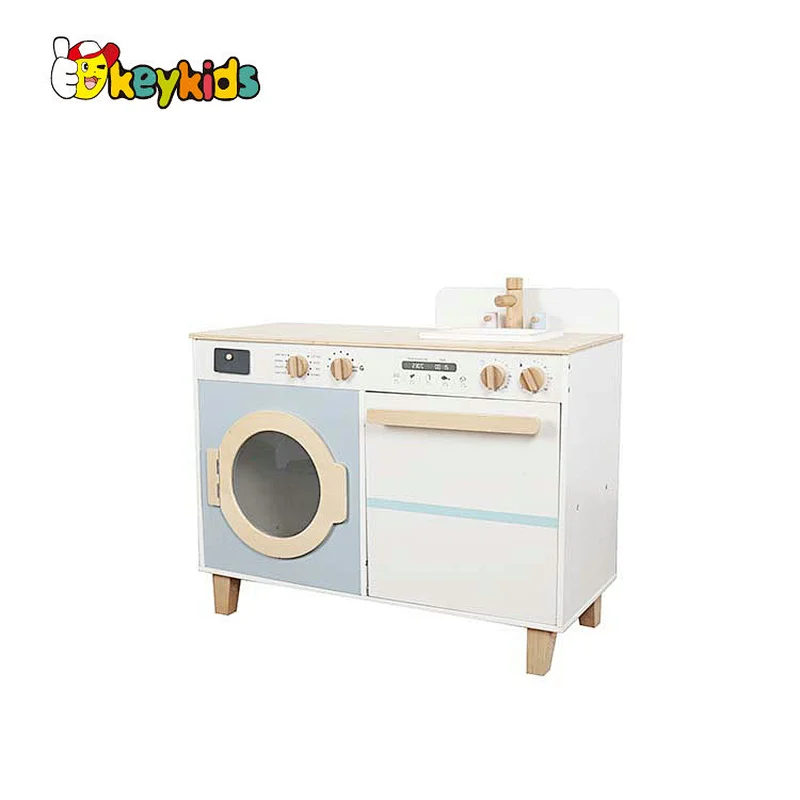 2022 New 3 in 1 large pretend cooking wooden play kitchen with refrigerator W10C716