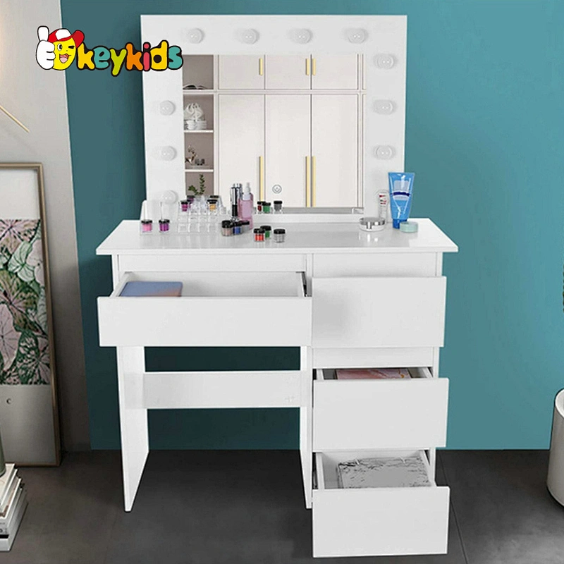 Customize modern white wooden dressing table vanity with drawers W08H172