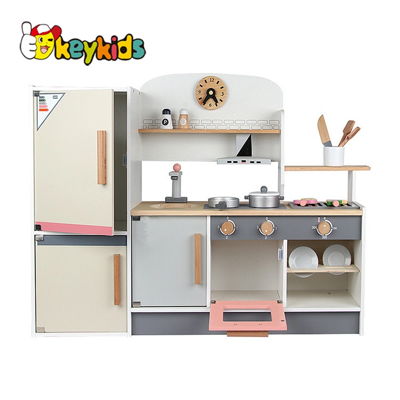 New Hottest pretend play sets wooden refrigerator kitchen combination toys for kids W10C678