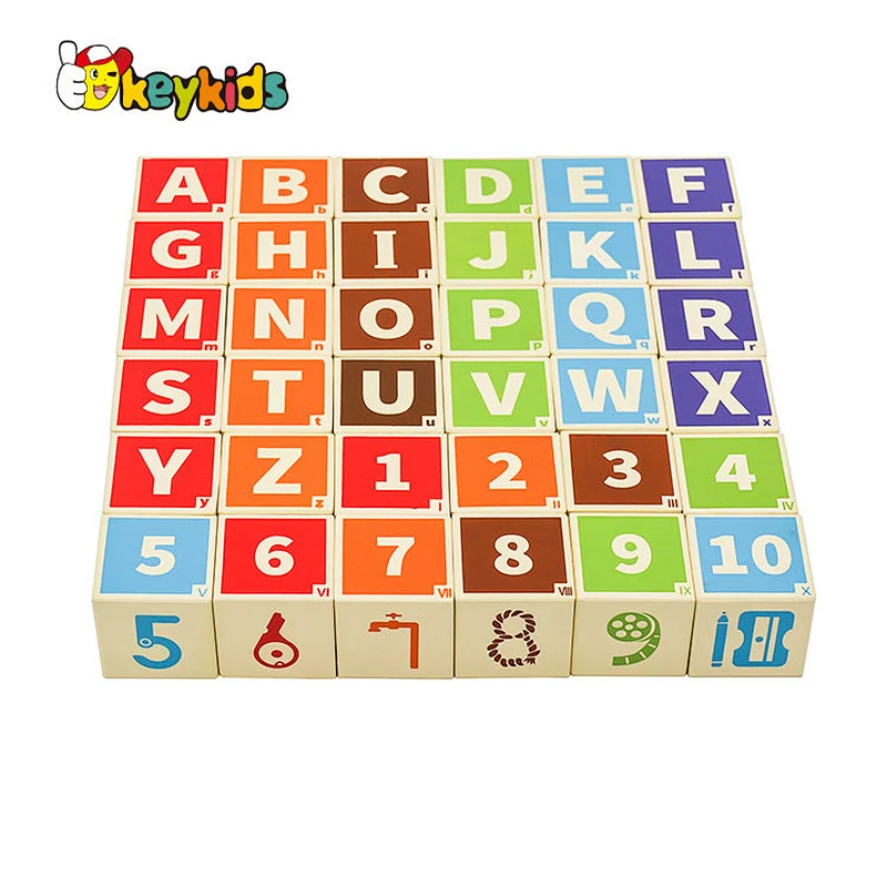 Montessori educational learning wooden abc blocks for kids W13A198