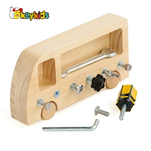 hot sale wooden montessori bolt board with tool set for kids W12F131