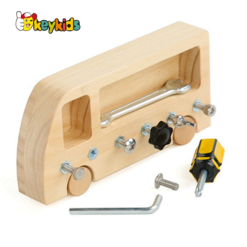 hot sale wooden montessori bolt board with tool set for kids W12F131