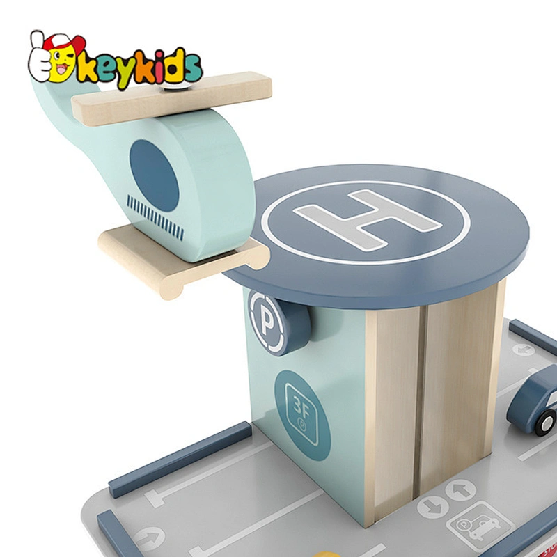 Educational children toys car track wooden parking garage lot toys for kids W04B104