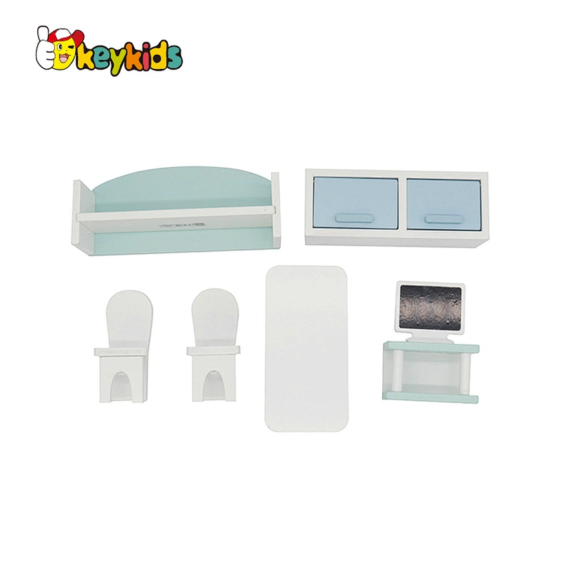 Factory Customize 7pcs miniature wooden dollhouse furniture set for sale W06B126