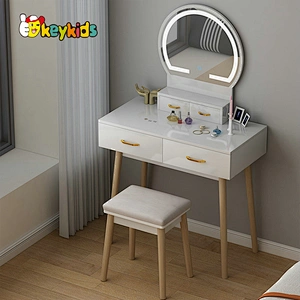 Customize modern wooden dressing table with led mirror W08H181