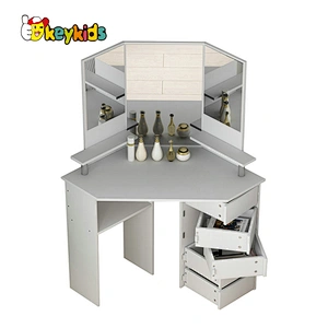 Customize modern white wooden corner dressing table with drawers W08H179