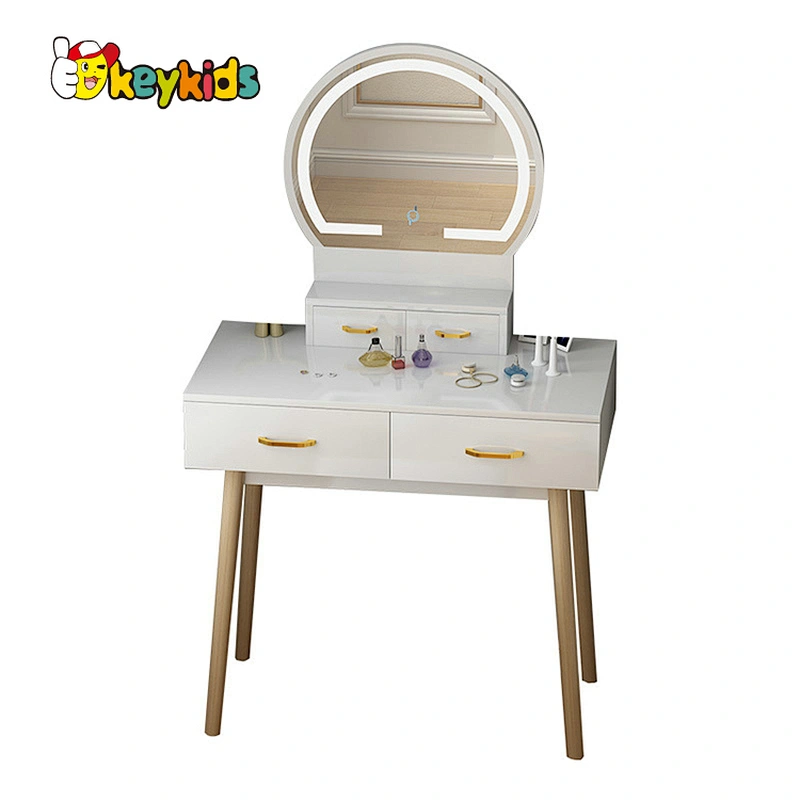 Customize modern wooden dressing table with led mirror W08H181
