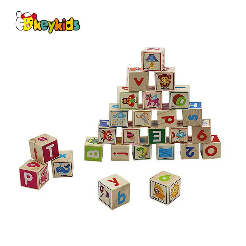 Montessori educational learning 26 pcs wooden alphabet building blocks for kids W13A264