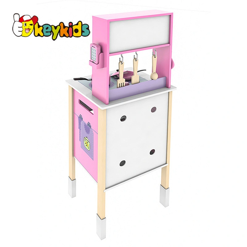 New design pretend cooking wooden pink play kitchen for girls W10C670