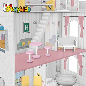 Classic 3 floors children miniatures wooden doll house with garden W06A438
