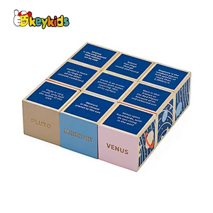 Custom Montessori solar system 9 pcs wooden cube blocks for kids W14F073