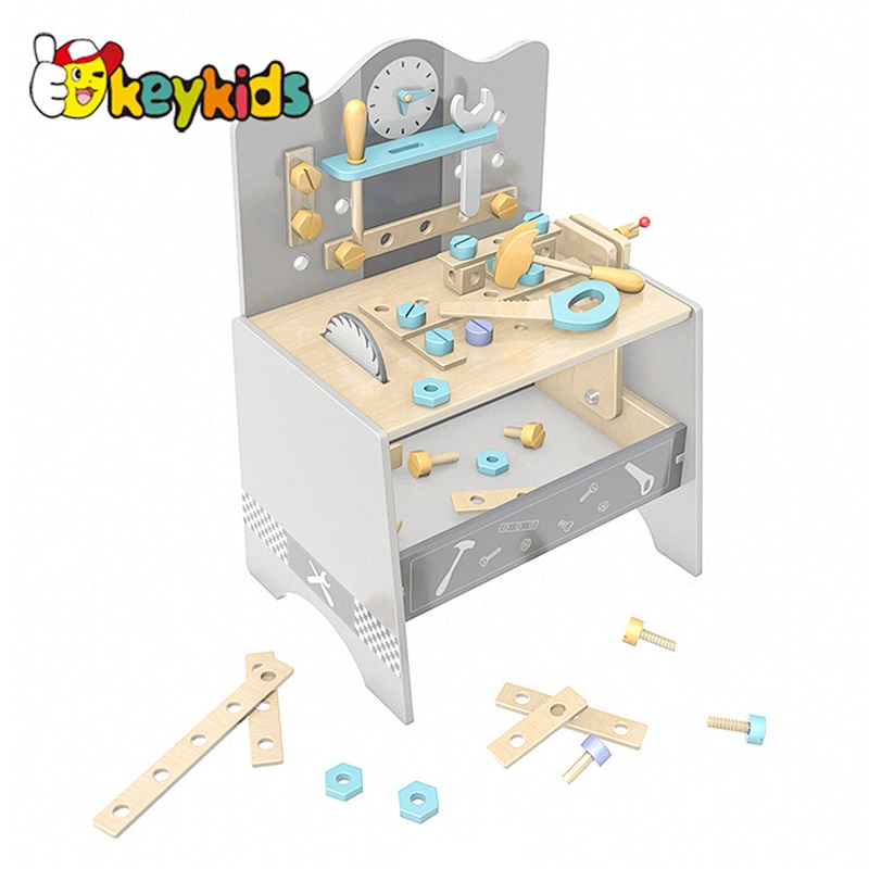 Large size pretend play workbench educational wooden toy tool bench for kids W03D166