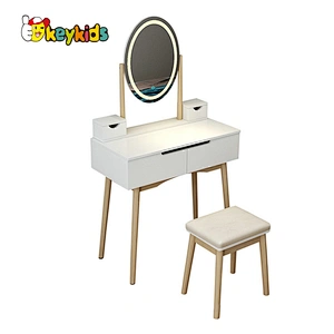 Customize modern white LED wooden dressing table with lights W08H176