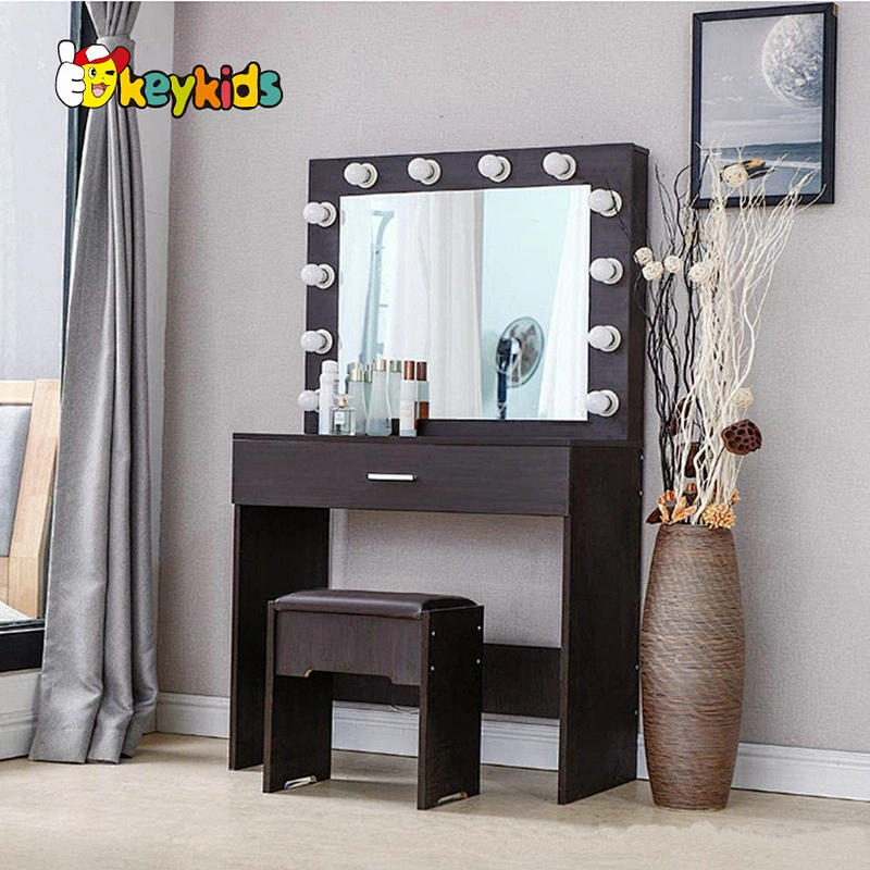 Customize modern black wooden dressing table chair for wholesale W08H174
