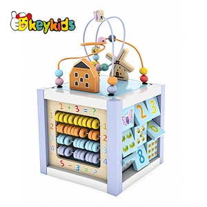 New design educational Montessori play wooden activity learning cube for toddler W11B286