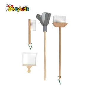 New hottest pretend play game wooden cleaning trolley playsets for toddlers W10D200B