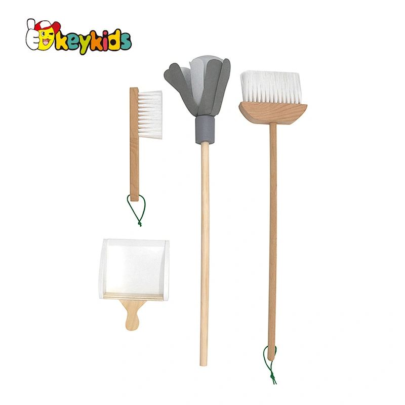 New hottest pretend play game wooden cleaning trolley playsets for toddlers W10D200B