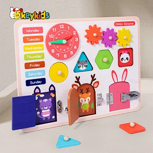 Customize Educational large wooden latches and doors busy board for kids W12D341