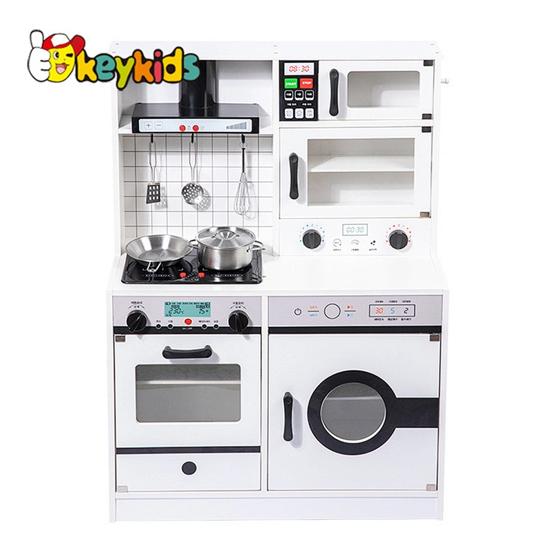 New hottest kids pretend cooking wooden toys kitchen play set with light and sound W10C680