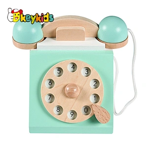 Customize pretend play educational wooden telephone toy for kids W01E004