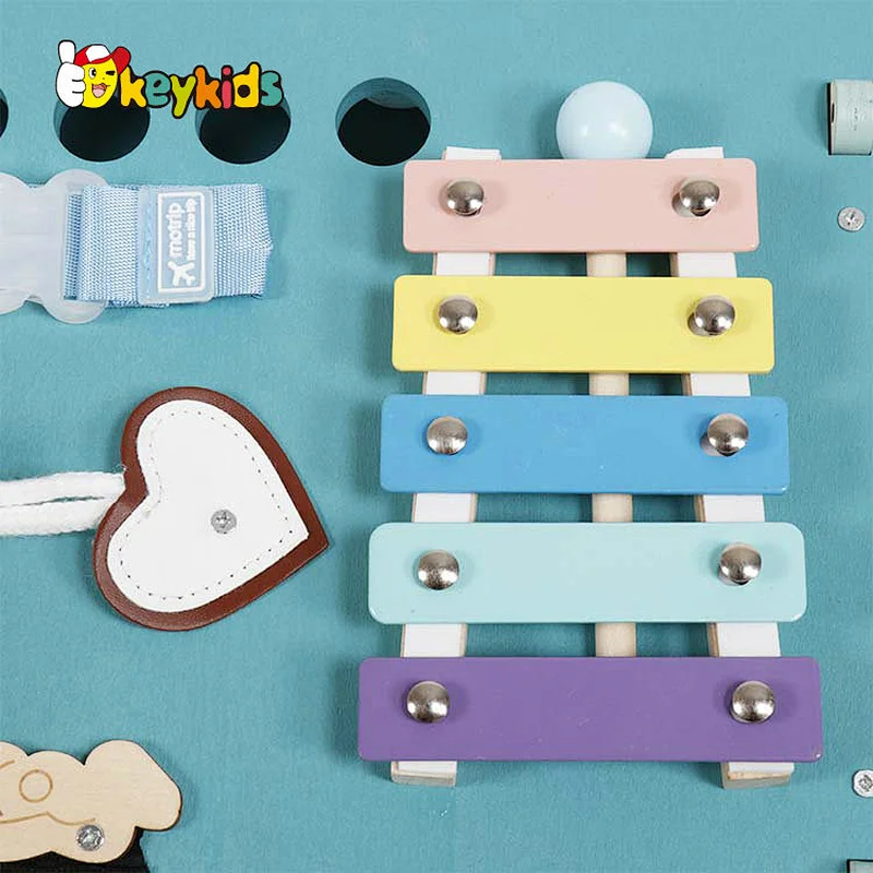 2022 Customize Montessori 6 in 1 wooden large busy board house for children W12D386