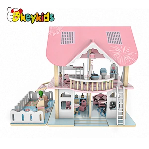 Classic pink miniatures furniture wooden dollhouse toy for girls W06A445