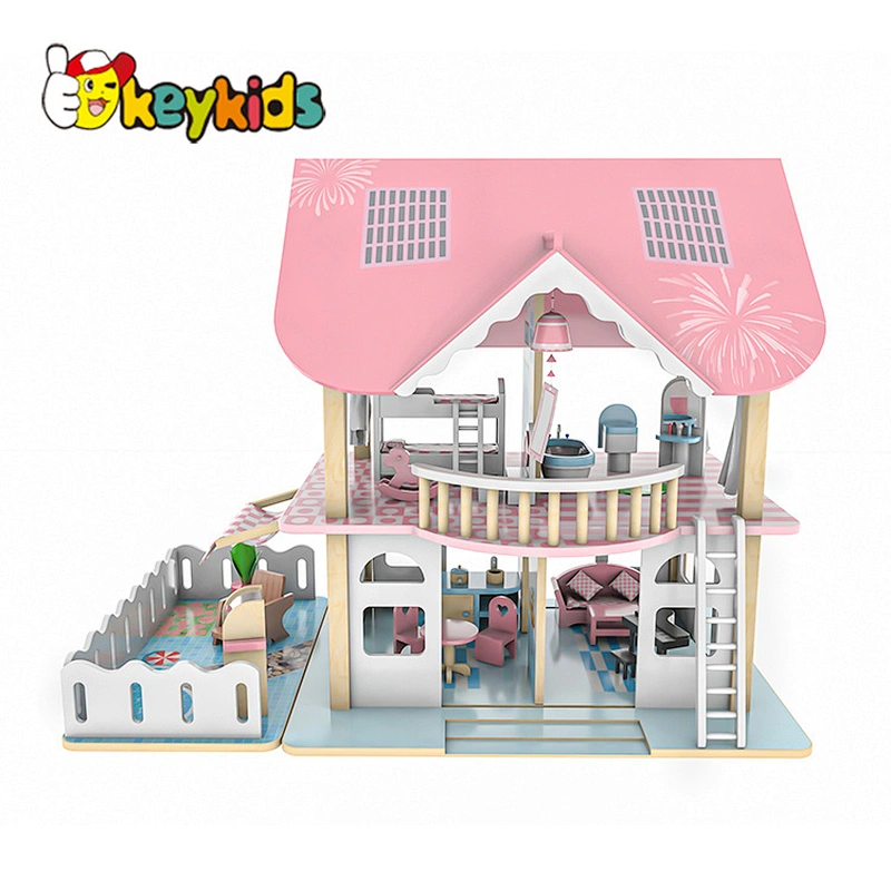 Classic pink miniatures furniture wooden dollhouse toy for girls W06A445