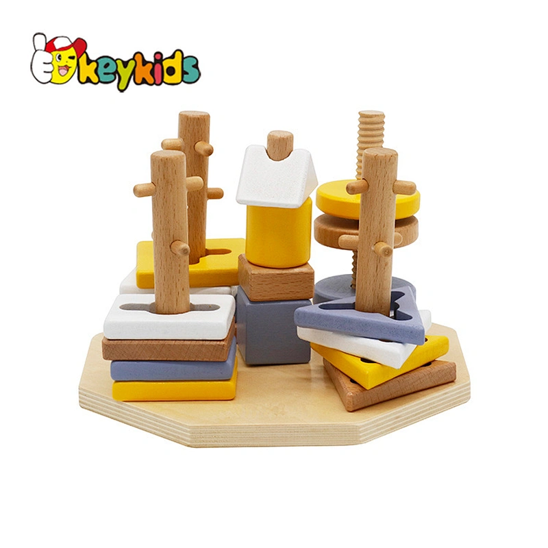 New design stacking wooden baby shape sorter for early development W13E084C