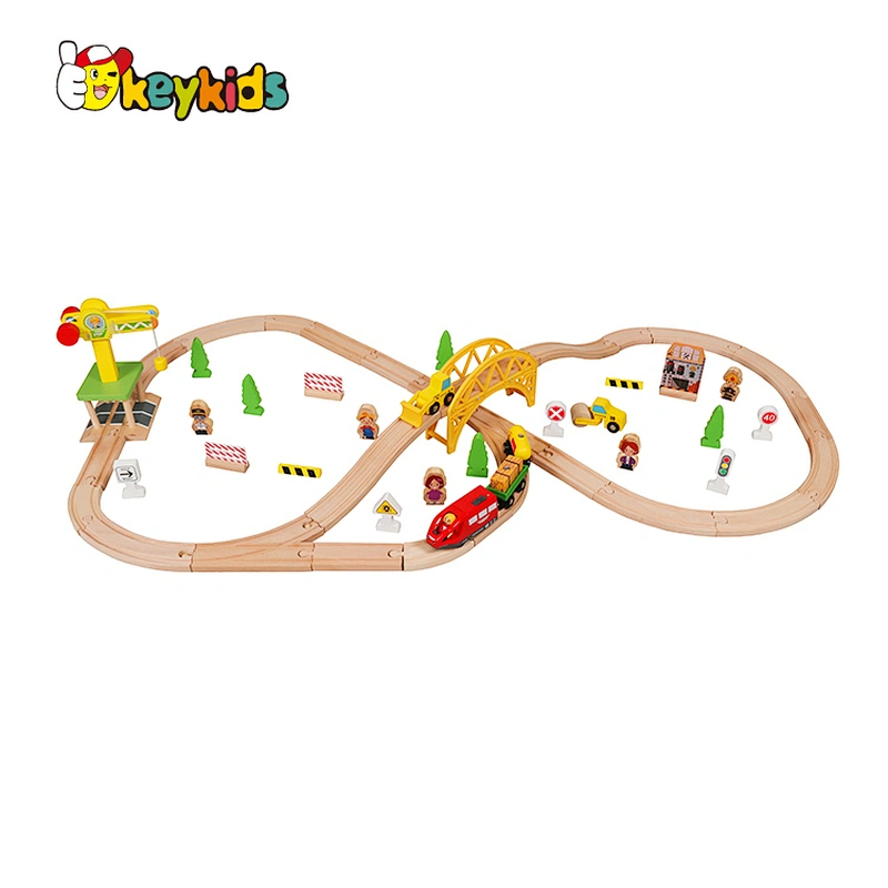 Educational slot train railway toys kid DIY wooden track train set toys for children W04C187