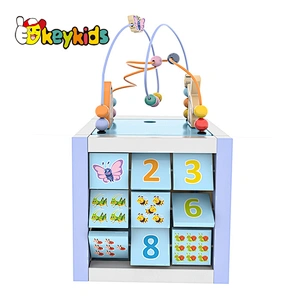 New design educational Montessori play wooden activity learning cube for toddler W11B286