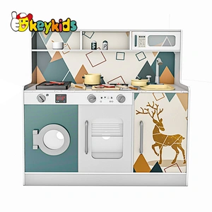 New design pretend cooking wooden big kitchen set toys with running water W10C663