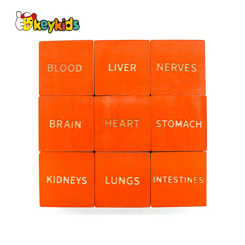 Montessori educational learning wooden human body blocks toy for kids W13A197