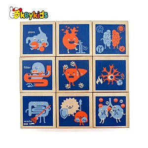 Montessori educational learning wooden human body blocks toy for kids W13A197