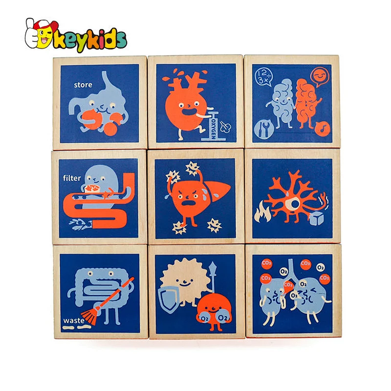Montessori educational learning wooden human body blocks toy for kids W13A197