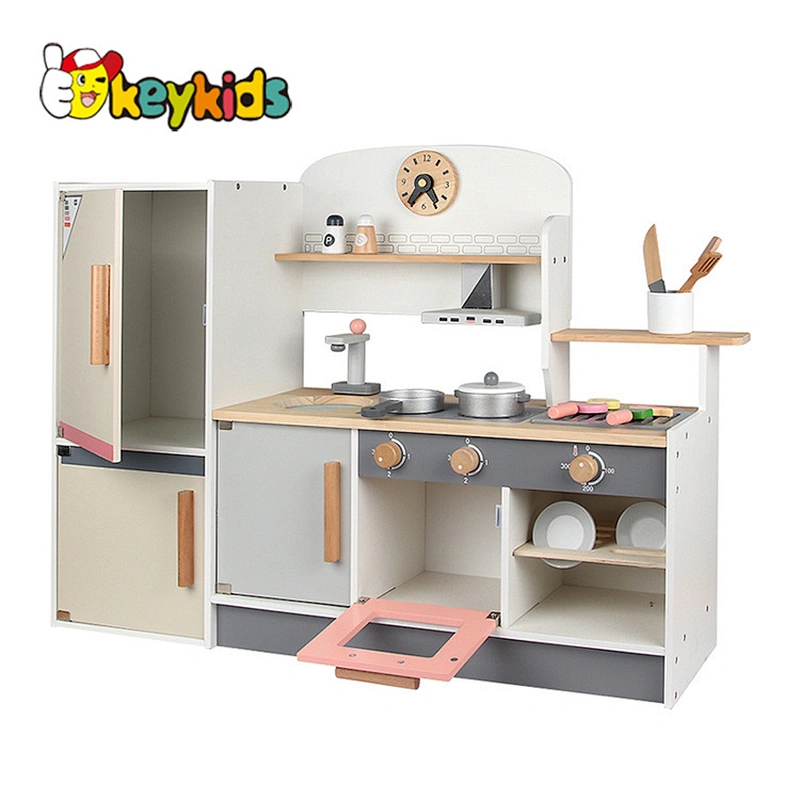 New Hottest pretend play sets wooden refrigerator kitchen combination toys for kids W10C678