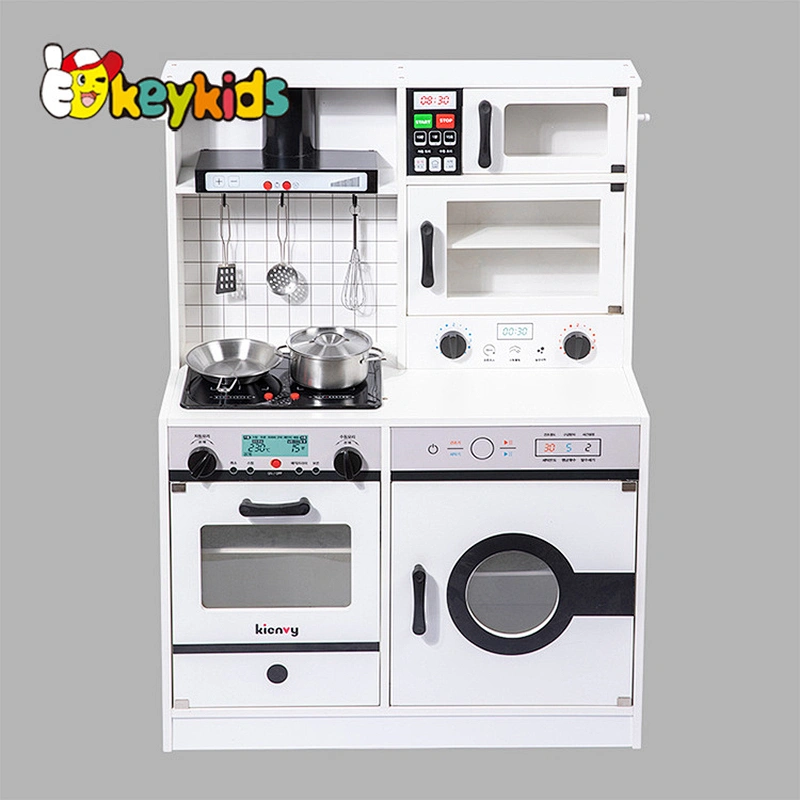 New hottest kids pretend cooking wooden toys kitchen play set with light and sound W10C680