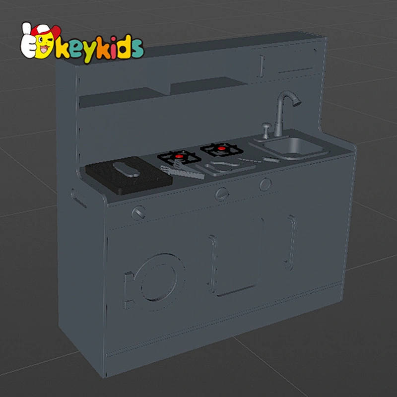 New design pretend cooking wooden big kitchen set toys with running water W10C663