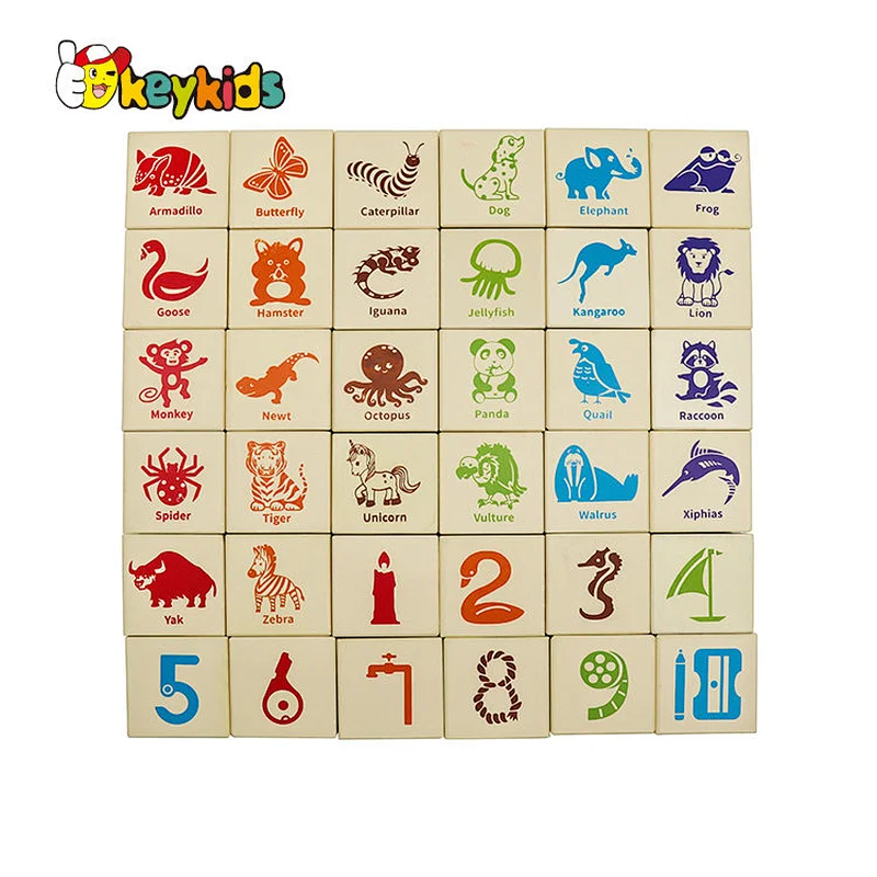 Montessori educational learning wooden abc blocks for kids W13A198