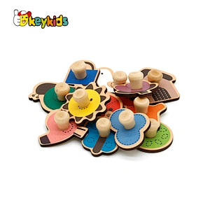 Customize early learning montessori wooden shape knob puzzle for kids W14M062