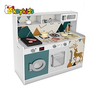New design pretend cooking wooden big kitchen set toys with running water W10C663