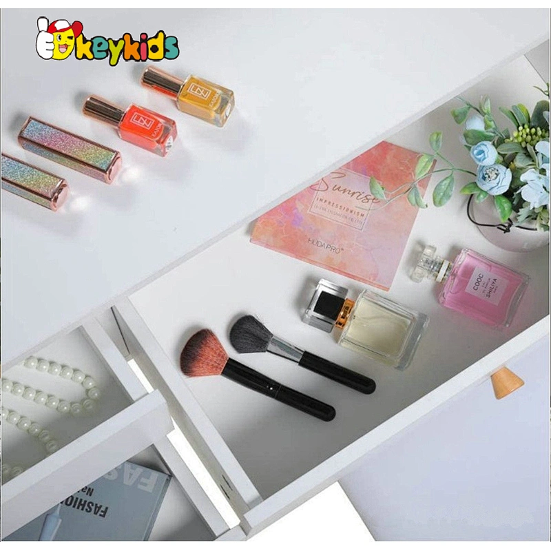 Customize led light wooden dressing table with mirror and stool W08H168