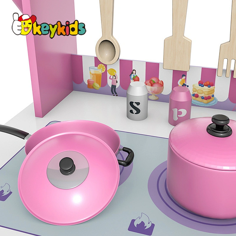 Customize simulation cooking toy wooden play grill set for kids W10C677