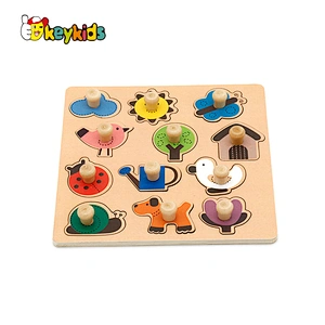 Customize early learning montessori wooden shape knob puzzle for kids W14M062