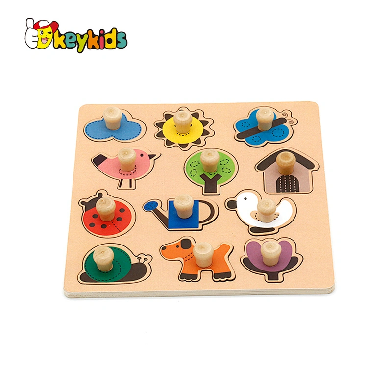 Customize early learning montessori wooden shape knob puzzle for kids W14M062