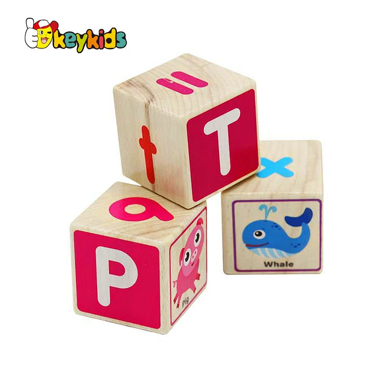 Montessori educational learning 26 pcs wooden alphabet building blocks for kids W13A264